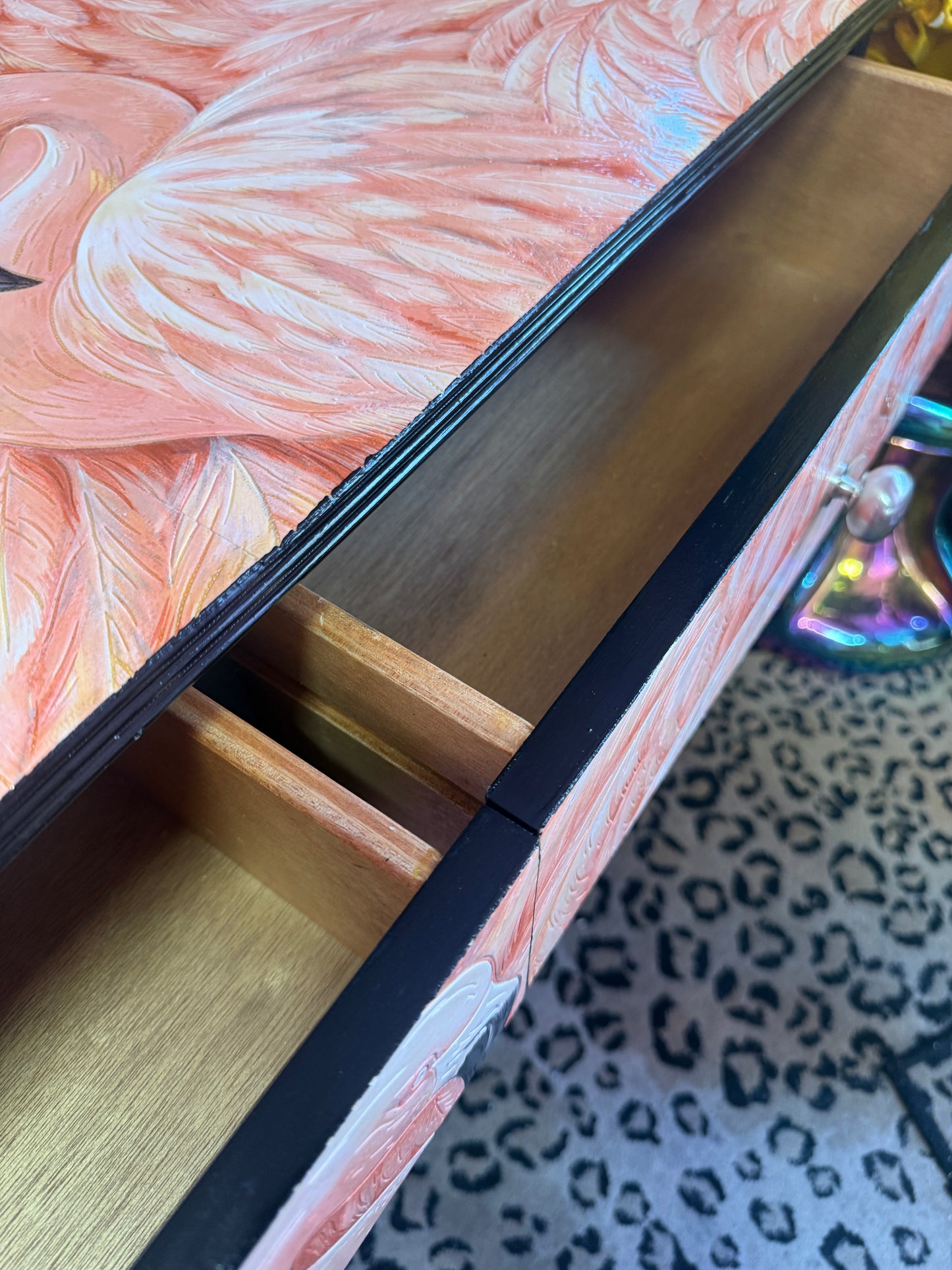 Upcycled solid wood Flamingo Cabinet