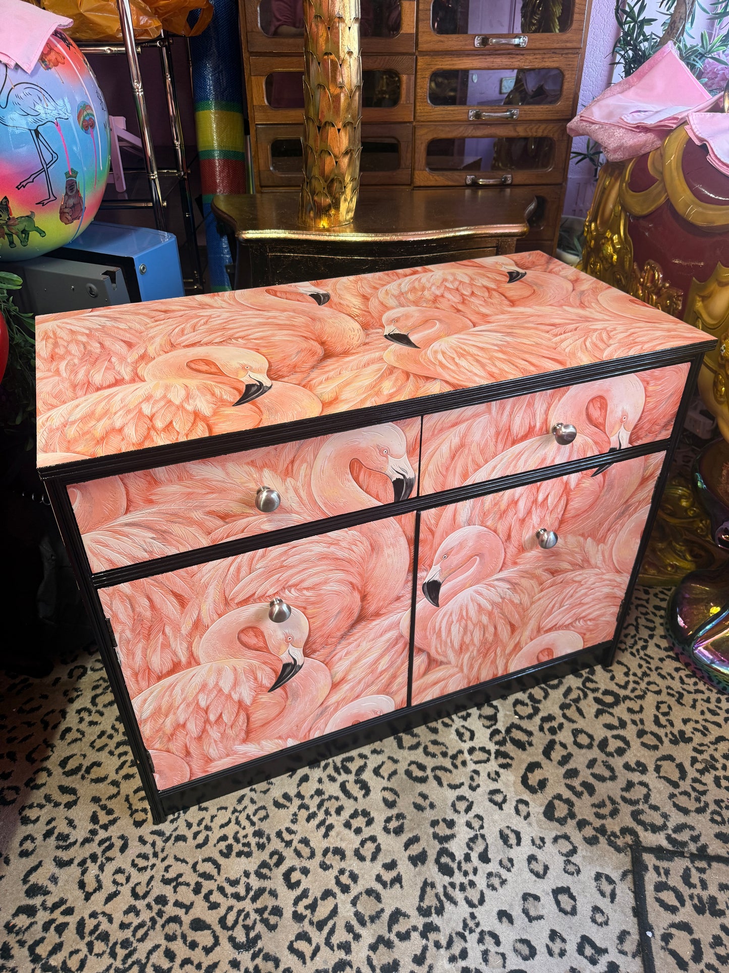 Upcycled solid wood Flamingo Cabinet